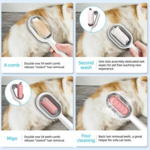 Cat Hair Brush With Water, Sticky Brush For Cats, 4 In-1 Cat Grooming Brush Creative Update Cat Dog Grooming Comb With Water Tank Double-Sided Hair Removal Brush Kitten Pet Supplies Accessories - Image 7