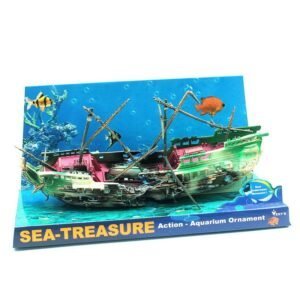 American Seahorse Pneumatic Fish Tank Decoration Aquarium Scenery Package Aerobic Toys Deep Sea Rotten Ship Sunk - Image 8