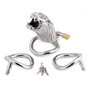Metal Men's Tiger Head Bird Cage Chastity Lock Conditioning Supplies Adult Toys - Image 4