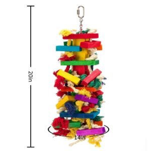 Supplies Large Color Bird Toy Cotton Rope Wooden Block Biting Toy - Image 3