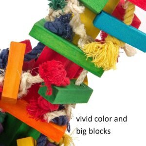 Supplies Large Color Bird Toy Cotton Rope Wooden Block Biting Toy - Image 5