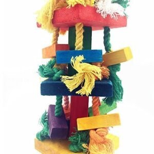 Supplies Large Color Bird Toy Cotton Rope Wooden Block Biting Toy - Image 4