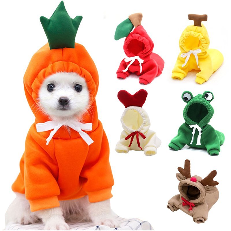 Cute Fruit Dog Clothes For Small Dogs Hoodies Winter Warm Fleece Pet Clothing Puppy Cat Costume Coat For French Chihuahua Outfit - Image 3
