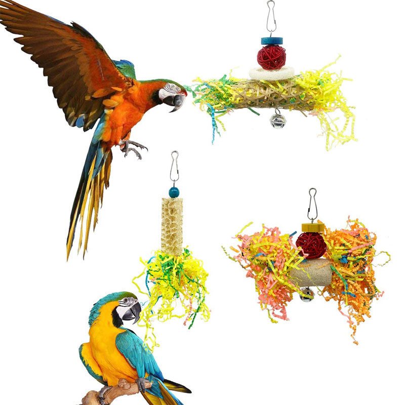 Parrot Gnawing Toy Bird Supplies Rattan Ball Drawing Paper Scraps - Image 3