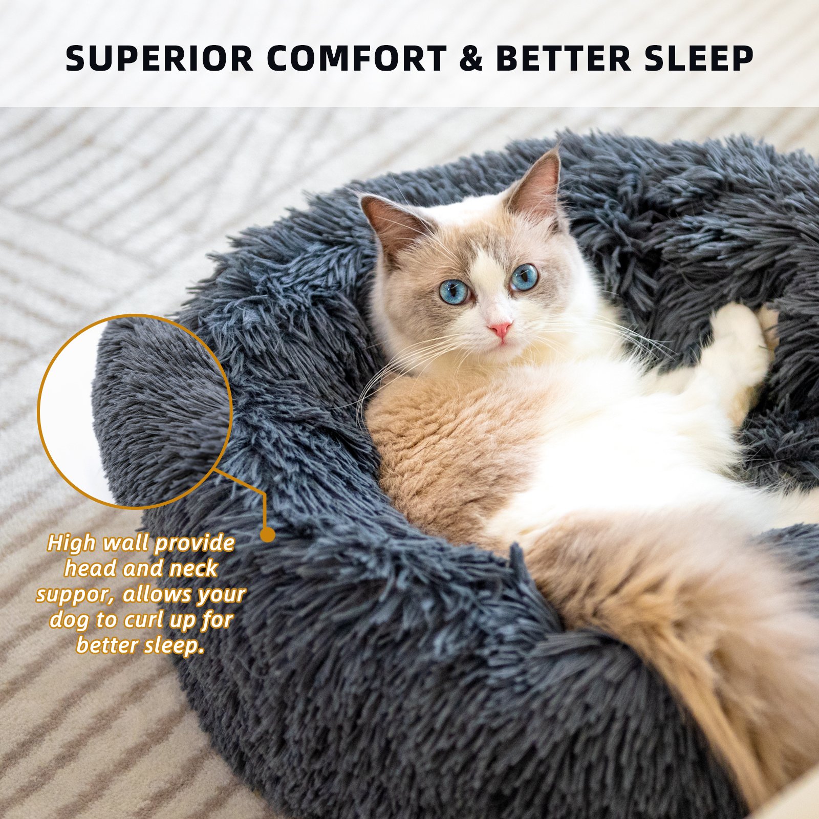 Dog Beds For Small Dogs Round Plush Cat Litter Kennel Pet Nest Mat Puppy Beds - Image 4