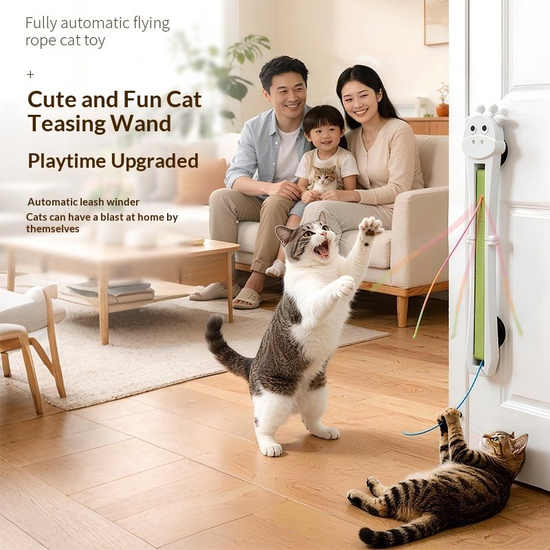 Electronic Cat Toys Wall Mounted Flying Rope Interactive Exercise Rechargeable Pets Enrichment Toys For Home Living Room Kitchen Pet Supplies - Image 4