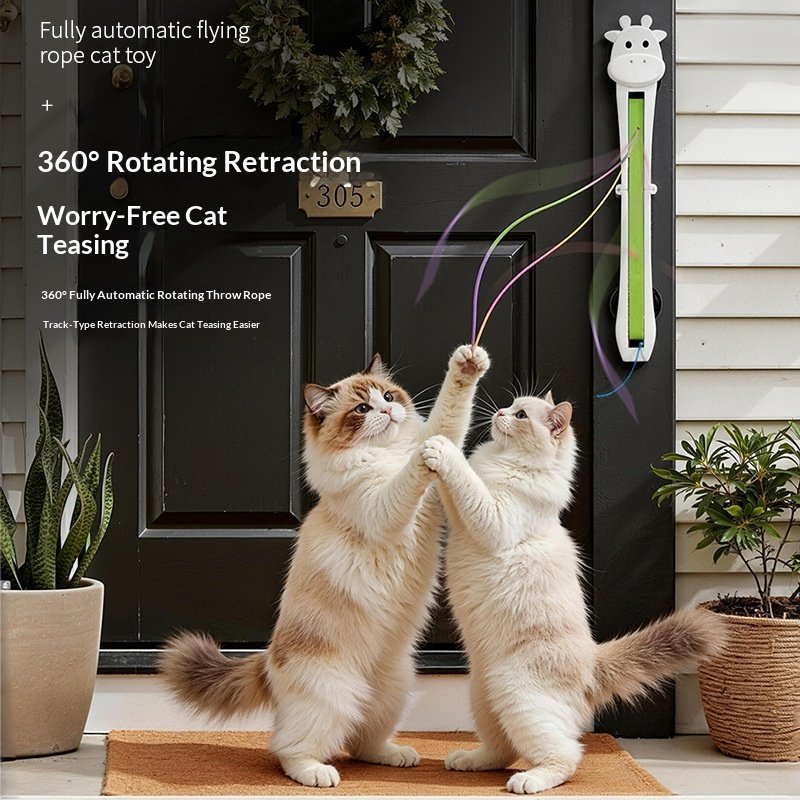 Electronic Cat Toys Wall Mounted Flying Rope Interactive Exercise Rechargeable Pets Enrichment Toys For Home Living Room Kitchen Pet Supplies - Image 5