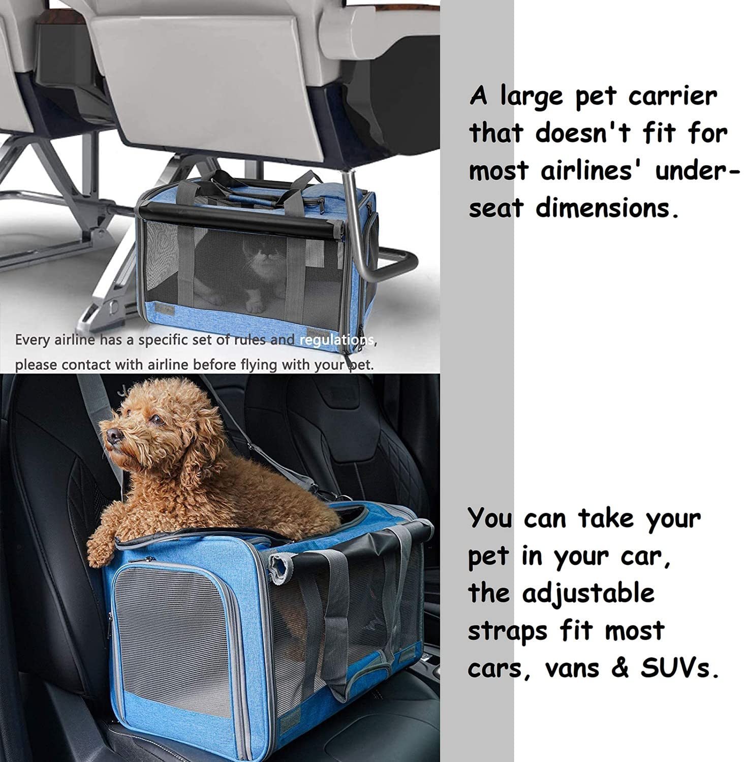 Pet Carrier For Large And Medium Cats, Soft-Sided Pet Carrier For Big Medium Cats And Puppy, Dog Carriers Cat Carriers Pet Privacy Protection Travel Carriers - Image 5