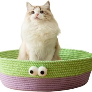 Scratch Cat Bed For Indoor Cats Woven Cotton Rope Cat Beds Round Pet Bed For Puppy And Kitten Washable Small Dog Bed Nest Beds For Cats Kitties Puppy Pets