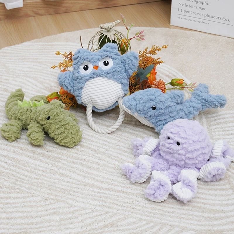 Plush Dog Toy Animals Shape Bite Resistant Squeaky Toys Corduroy Dog Toys For Small Large Dogs Puppy Pets Training Accessories - Image 2