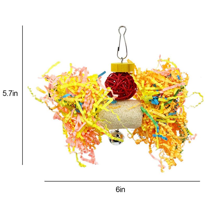 Parrot Gnawing Toy Bird Supplies Rattan Ball Drawing Paper Scraps - Image 5
